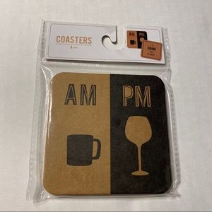NWT Alcohol Beverage Coasters 4 Count Cardboard